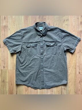 LL Bean Sunwashed Short Sleeve Brown Canvas Utility Outdoor Mens XL Shirt